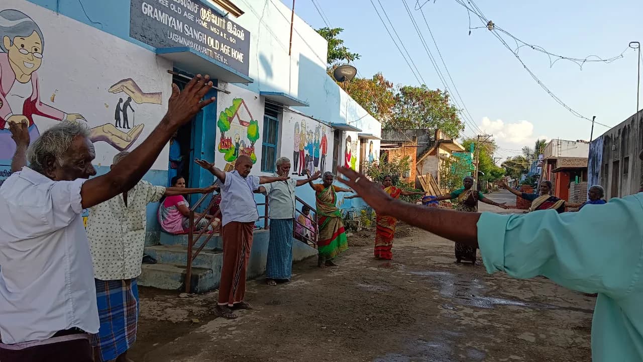 The exterior of the Gramiyam Sangh home